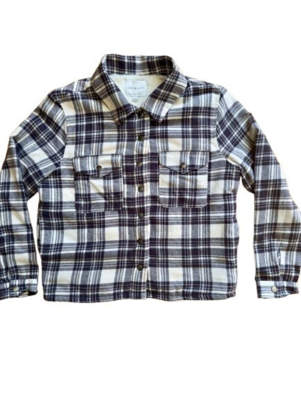 Lucky Brand Women's Plaid Sherpa Lined Long Sleeve Button Up Shacket Size Medium